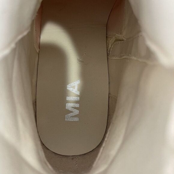 MIA Boots Womens 7.5 Cream Faux Leather Snake Embossed Combat Platform Y2K 90s - Picture 9 of 16